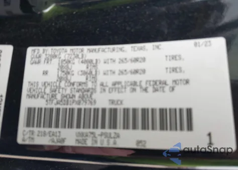 2023 Toyota Tundra Limited из США, поврежденный, VIN 5TFJA5DB1PX079769